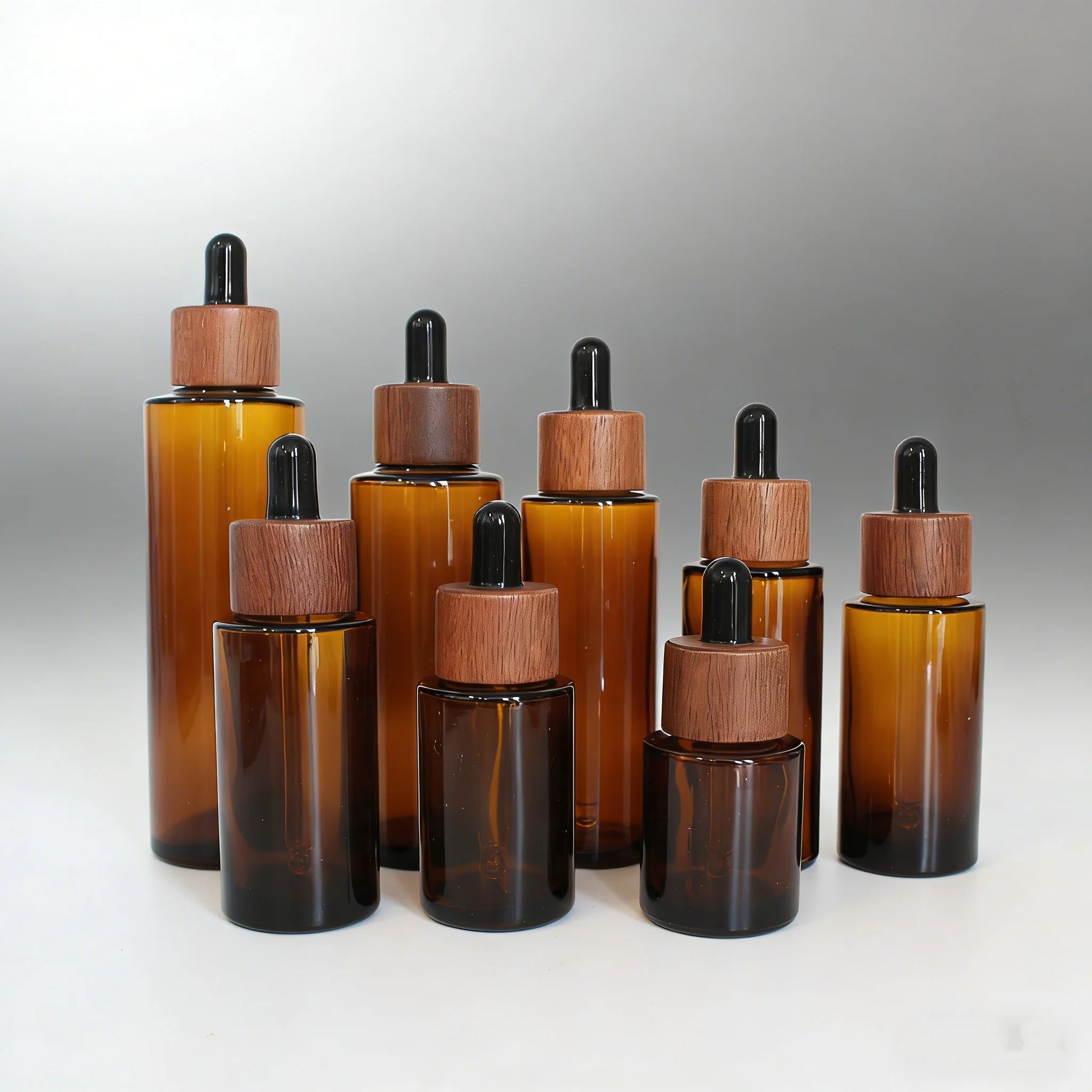 Dark Amber Dropper Bottles Brown Glass Bottles with Bamboo Eye Droppers Lid for Essential Oils Leakproof Cosmetic Bottles - 图片 7