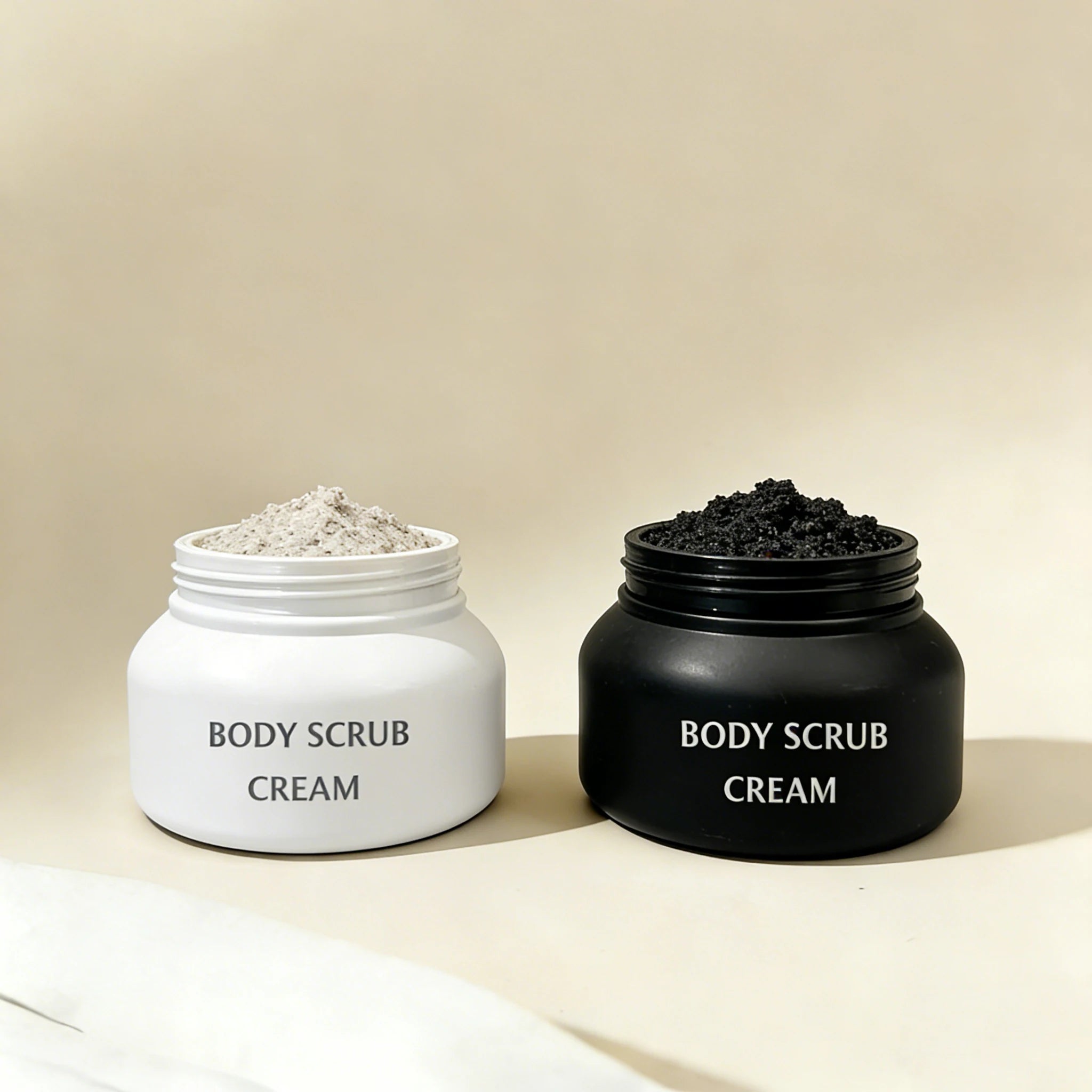 Custom Printed 8oz PET White Black Cosmetic Cream Jars Plastic Body Scrub Container With Lids