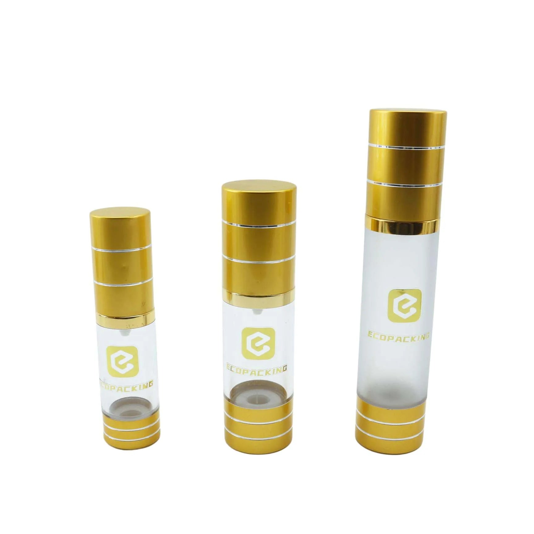 Wholesale Gold Airless Pump Bottle 15/30/50/80/100/120ml Plastic Vacuum Airless Bottle for Serum Lotion - 图片 2