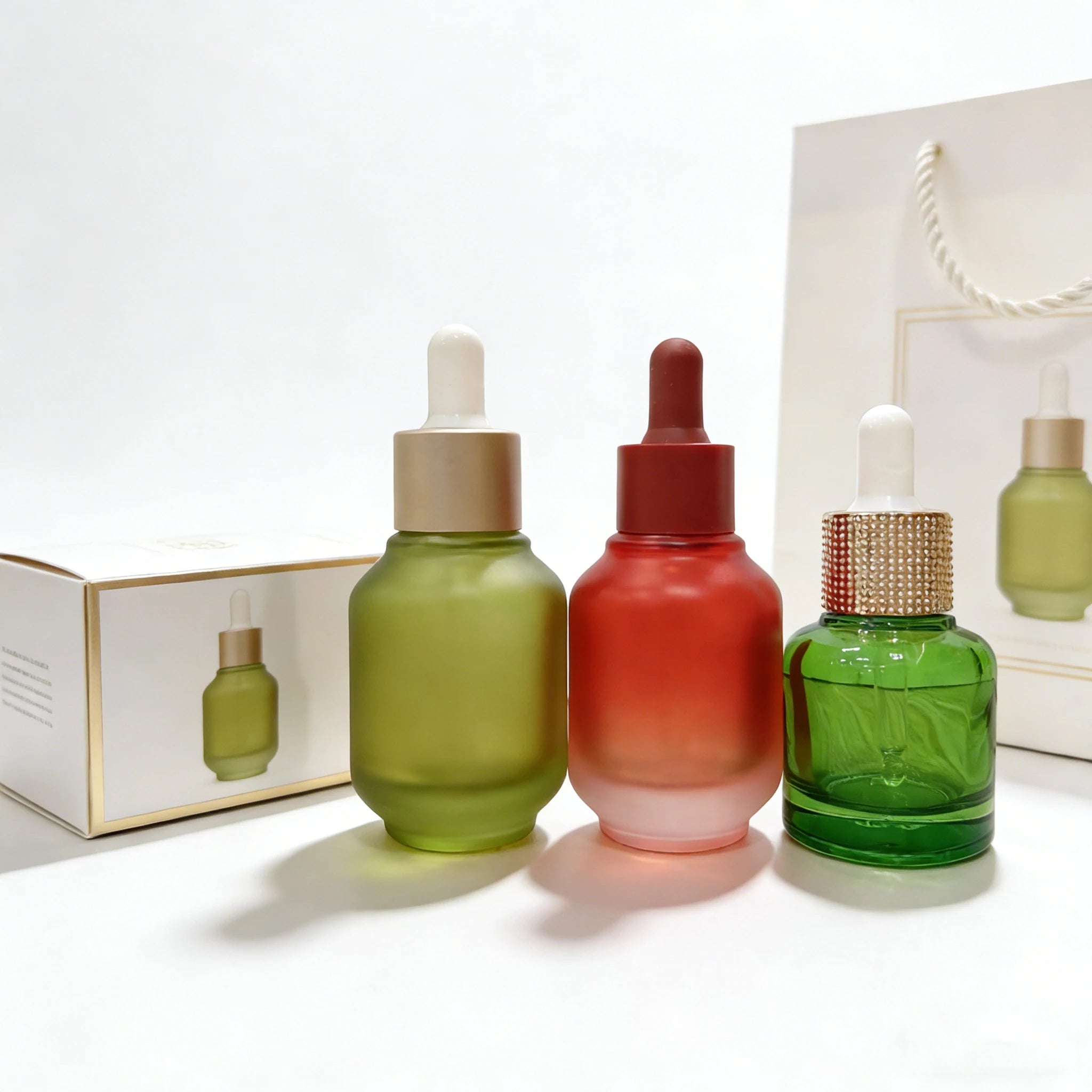 OEM Luxury Empty 30ml Frosted Glass Face Oil Serum Bottle Packaging 1oz Cosmetic Essential Oil Dropper Bottle for Skincare - 图片 2