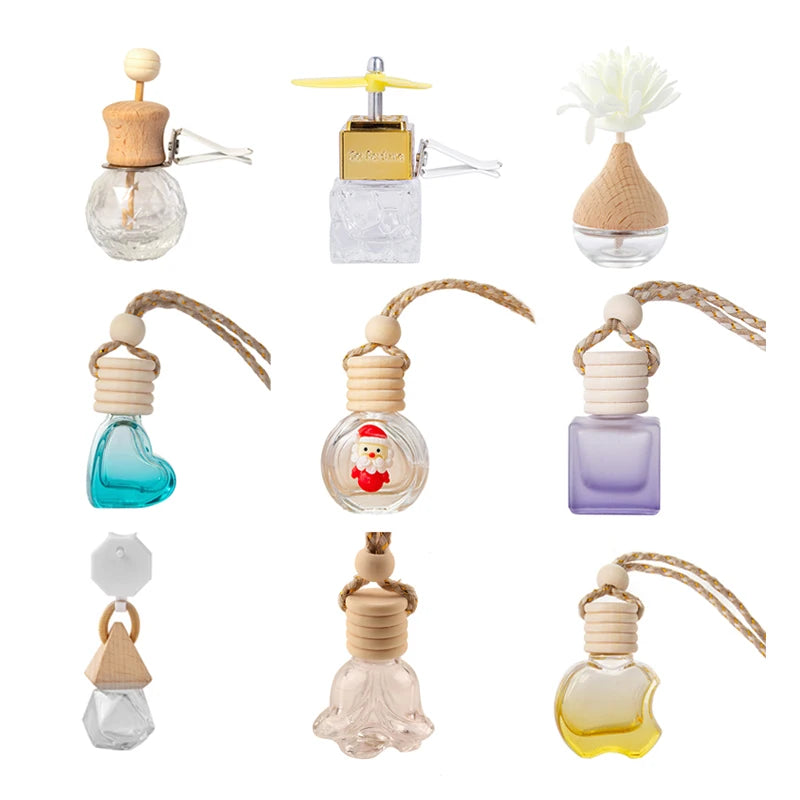 Car Perfume Bottle 5ml 6ml 8ml 9ml 10ml 12ml Hanging Glass Bottle Diffuser Air Freshener Ornament Perfume Pendant