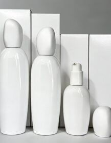 OEM Empty Glass Perfume Bottle White Cap Cosmetic Bottle Opaque White Glass Lotion Bottle Cosmetic Packaging Set 888J