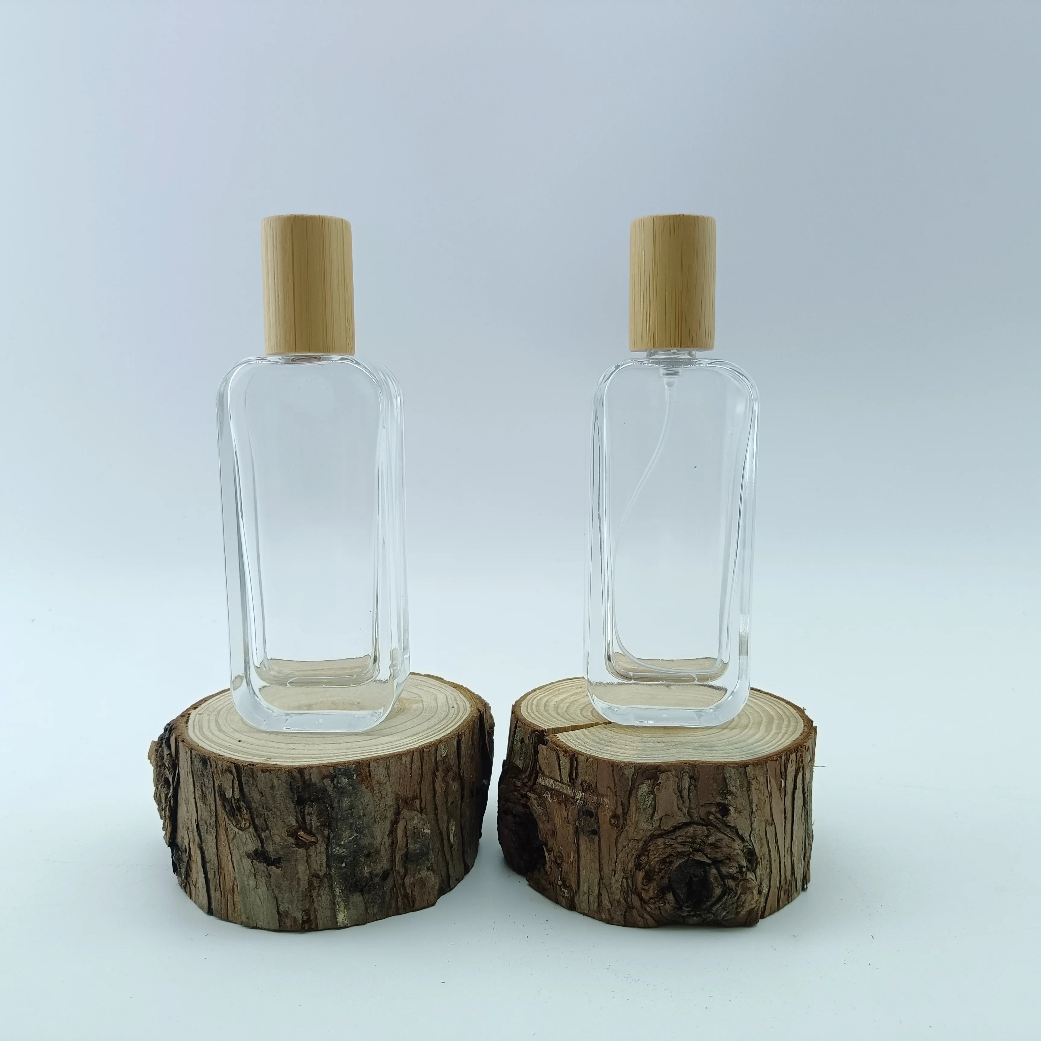 30ml 50ml 100ml Luxury Empty Glass Fragrance Parfum Spray Bottle Cylinder Heavy Base Glass Perfume Bottle With Wooden Cap - 图片 5