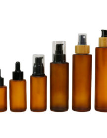Frosted Amber Glass Bottle with Dropper Essential Oil Hair Oil Lotion Pump Spray 10ml-200ml Sizes for Skin Care and Eye Drops