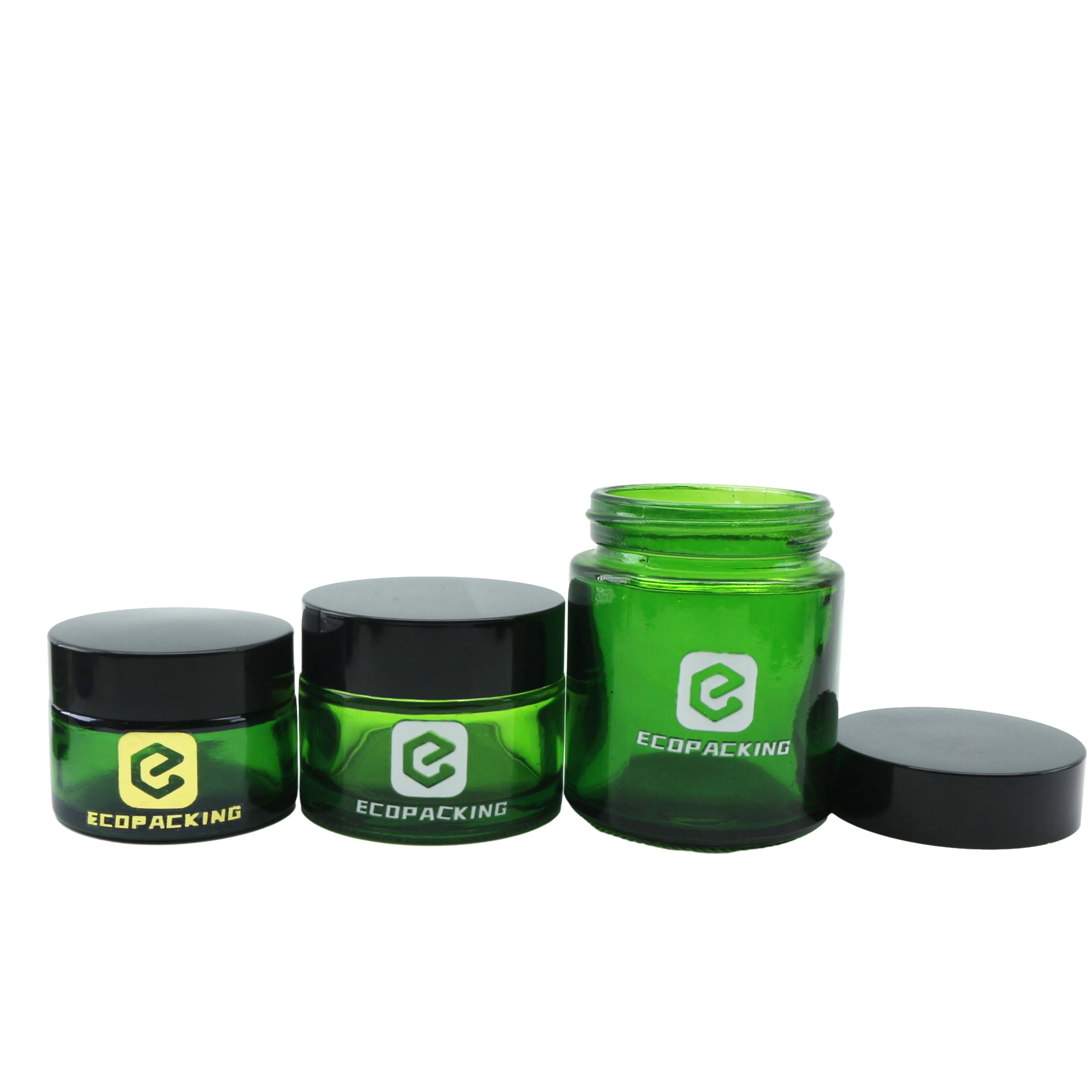 Eco Green Glass Round Cream Jar with Screw Cap for Skincare Mascara & Eye Drops-20g/30g/50g Empty Jars - 图片 5