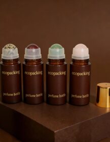 30ml 50ml Matte Amber Glass Essential Oil Roll-on Bottle / Eye Cream Bottles / Perfume Roll-on with Gemstone Ball Glass Bottle