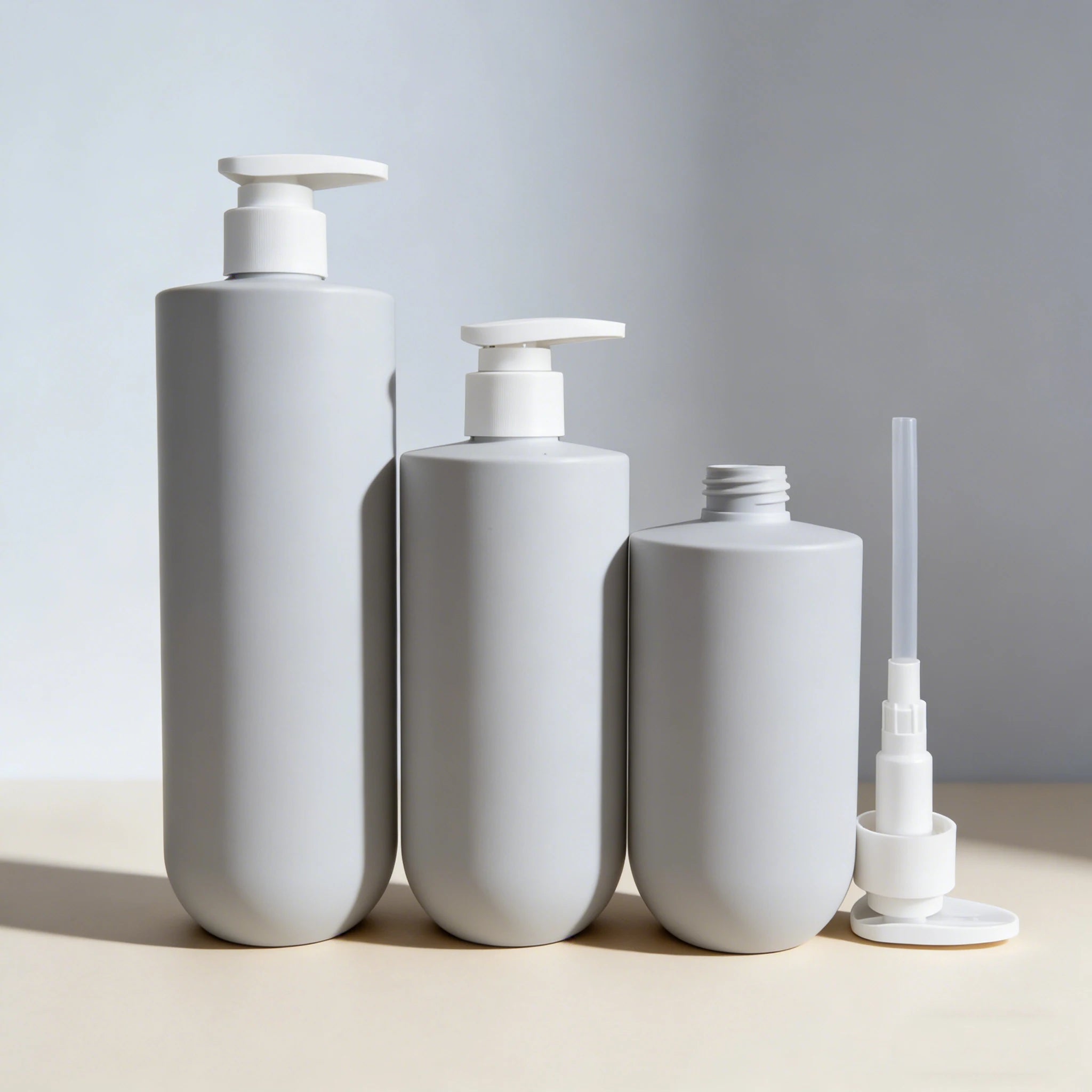 Luxury Large Capacity Empty Shampoo & Conditioner Bottles 500ml/400ml/350ml Grey HDPE Body Wash Shower Gel Packaging - 图片 3