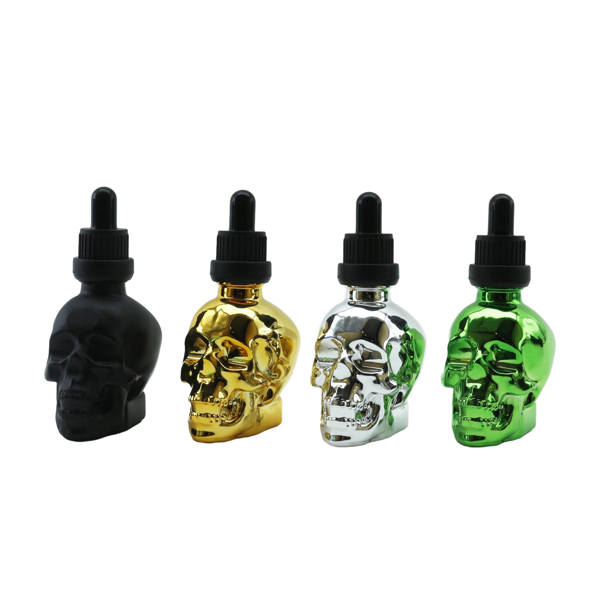 Gold Sliver Green Rose Gold Perfume 15ml 30ml 60ml Skull Head Glass Skull 1oz Glass Beard Oil Dropper Bottle D888 - 图片 2