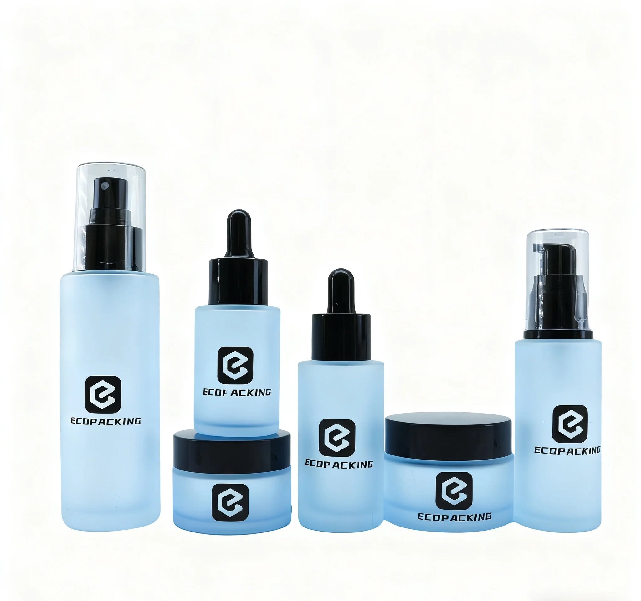 Matte Bottles Cosmetic Serum Lotion Pump Bottle Glass Cream Bottles Glass Jars for Face Cream