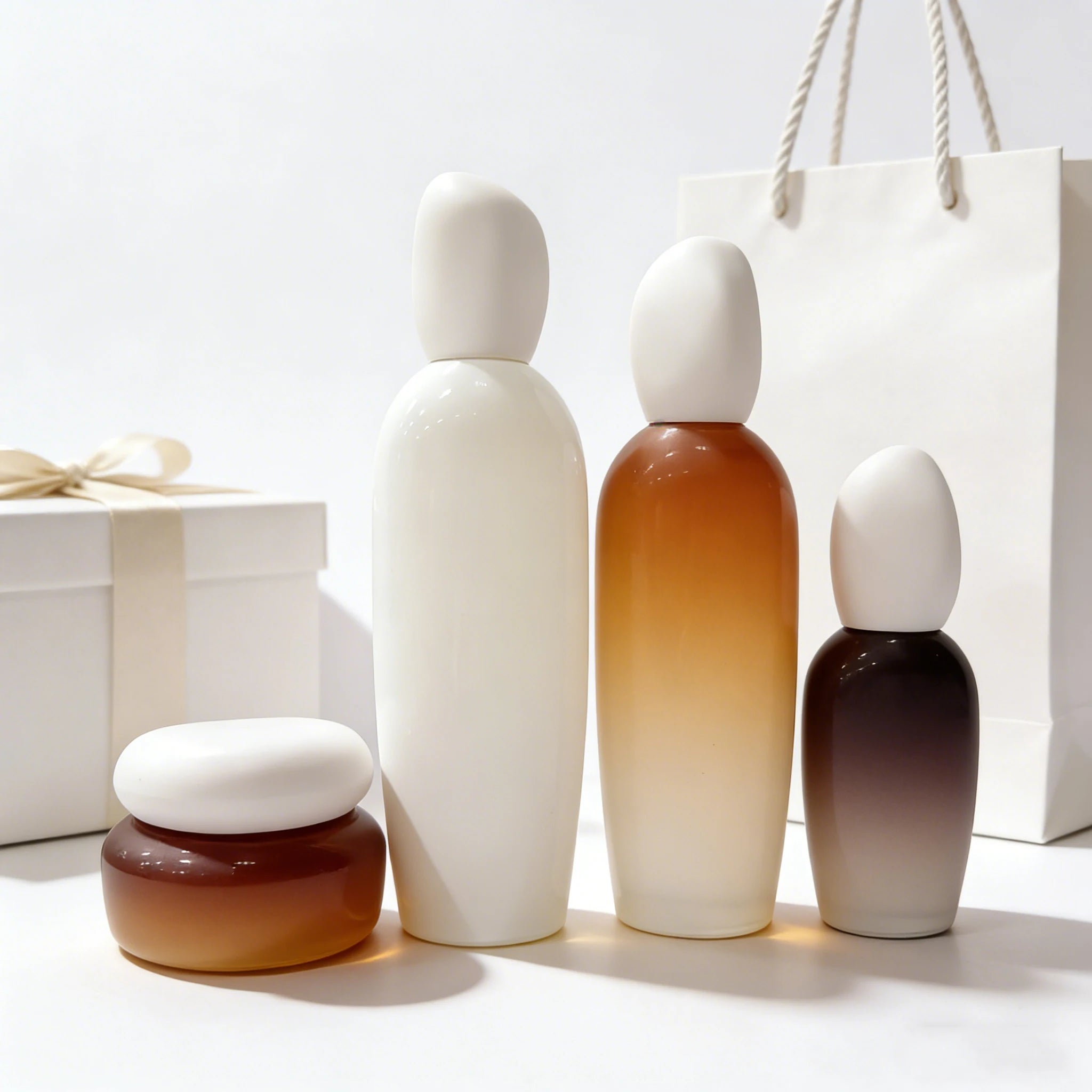 Luxury Glass Body Serum Bottle 50g Eye Cream Glass Jar with Screw Cap Silk Screen & Hot Stamping Printing Cosmetic Packaging - 图片 5