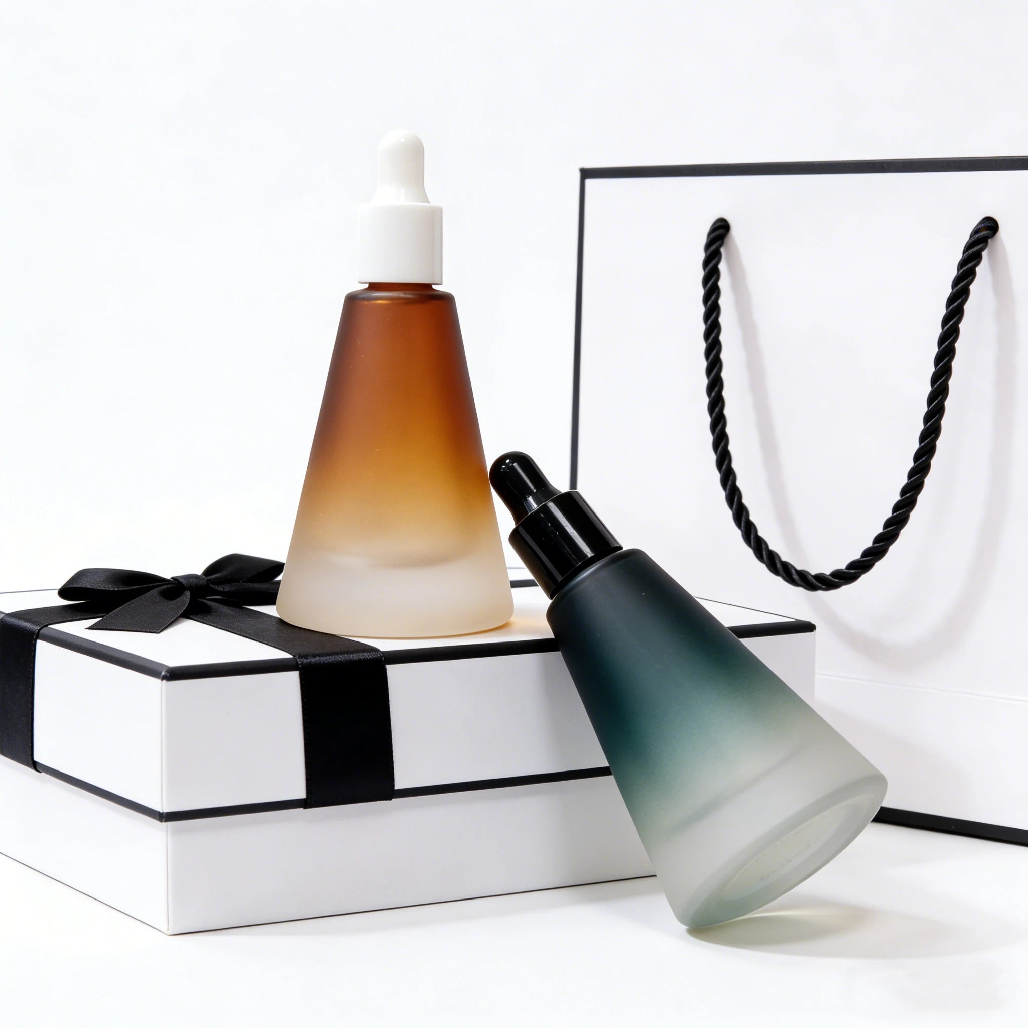 Luxury Frost Gradient Amber Essential Oil Dropper Glass Bottle Empty Cosmetic Personal Care Glass Bottle 15ml - 图片 5