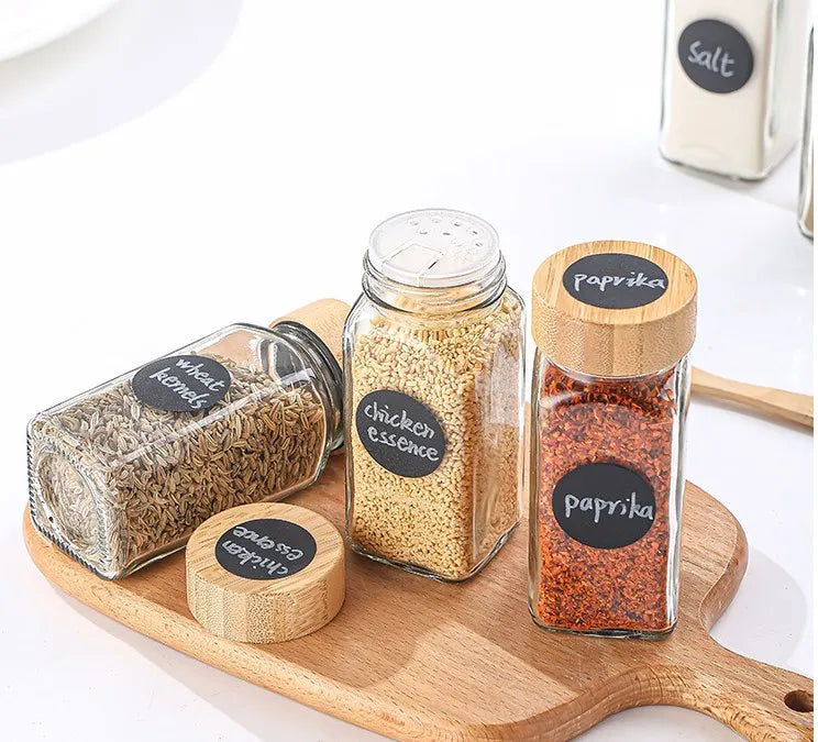 Kitchen 120ml 4oz Glass Spice Jars with Bamboo Lids Set M888 - 图片 4