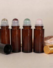 Glass Perfume Roll on Bottle 30 50ml Roll on Perfume Oil Bottle With Plastic Lid and Gemstone Roller