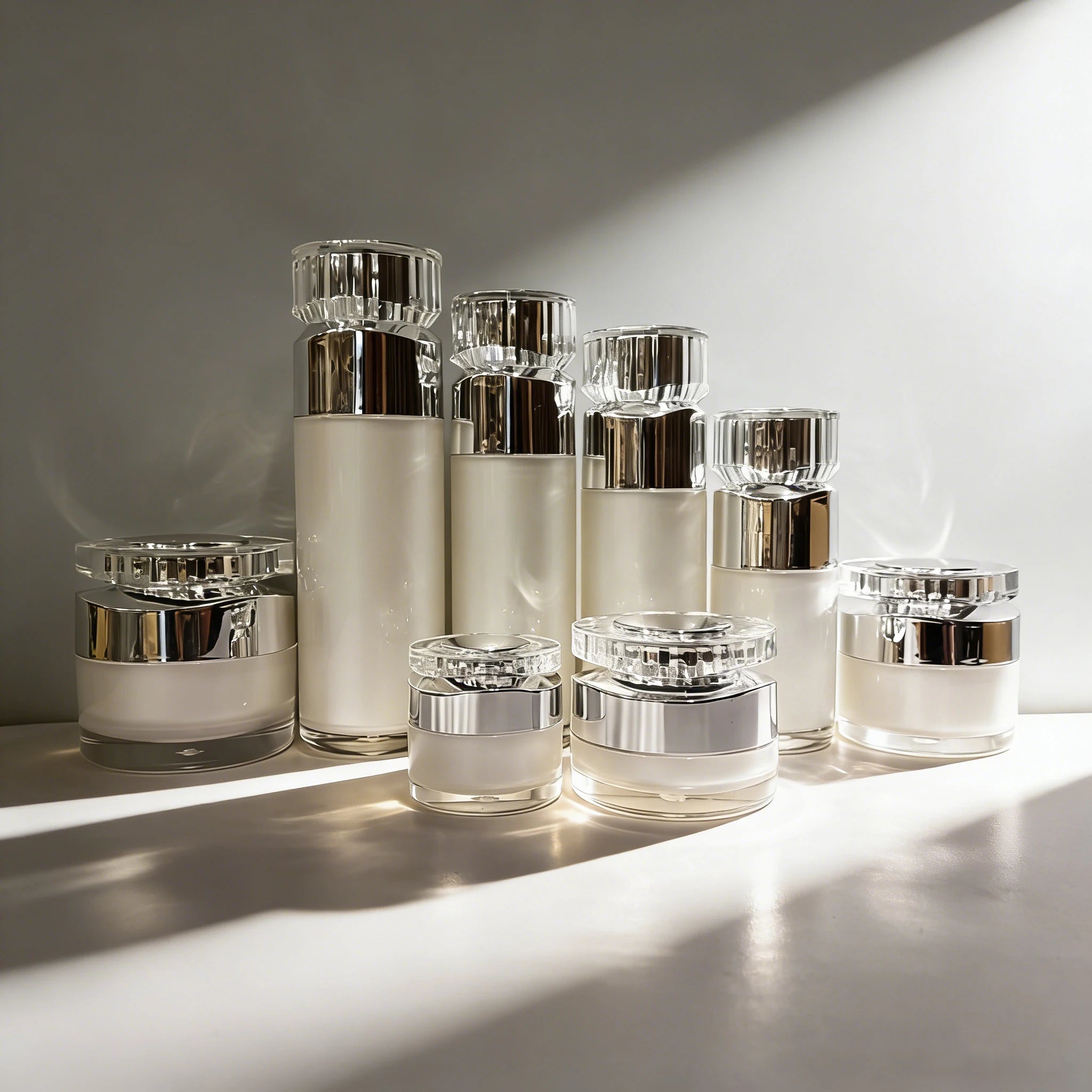 Luxury Acrylic Airless Pump Bottle 15ml 30ml 50ml 100ml 120ml Empty Eye Cream Jar 15g 30g 50g with Lid