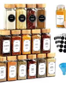 Wholesale 4oz Square Spice Glass Jar with Bamboo Lid for Kitchen Storage Spice Container N888