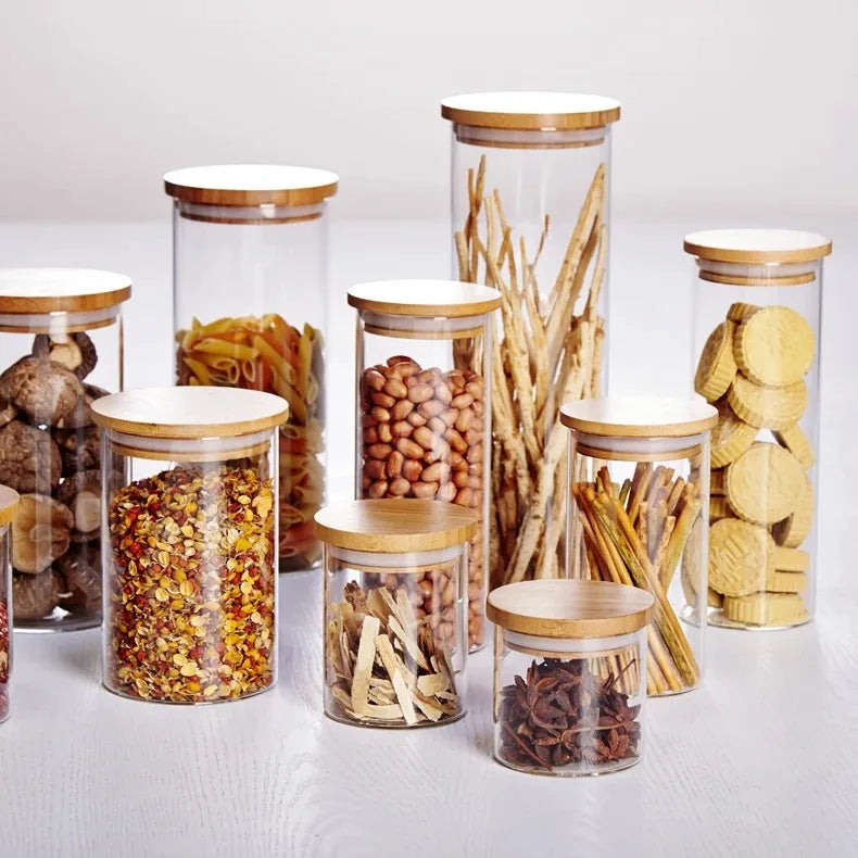 Food Grade Bamboo Wooden Lid Acacia Lid Glass Container Storage Jar Glass with Lid for Food Packaging - 图片 6