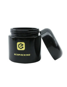 Black Glass Cosmetic Jars 100g 3oz Uv Cream Jar with Arc Lid for Skincare Packaging