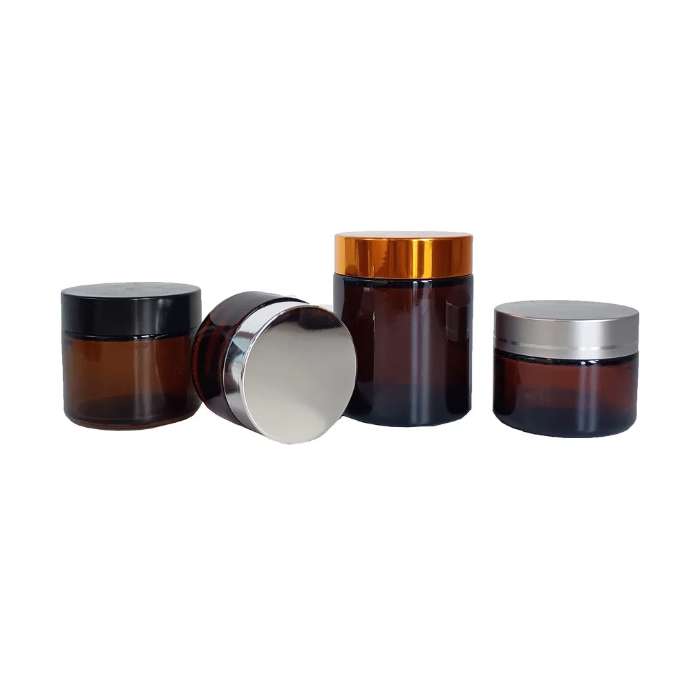 Wholesale 1oz 2 oz 3oz 50 ml 100 ml Amber Cosmetic Cream Glass Jar With Lids and Inner Liner - 图片 7