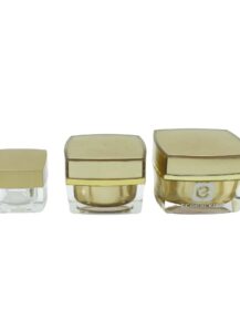 Luxury 15ml 30ml 50ml 100ml square Plastic Face Cream Jar of Acrylic Cream with Gold Lids