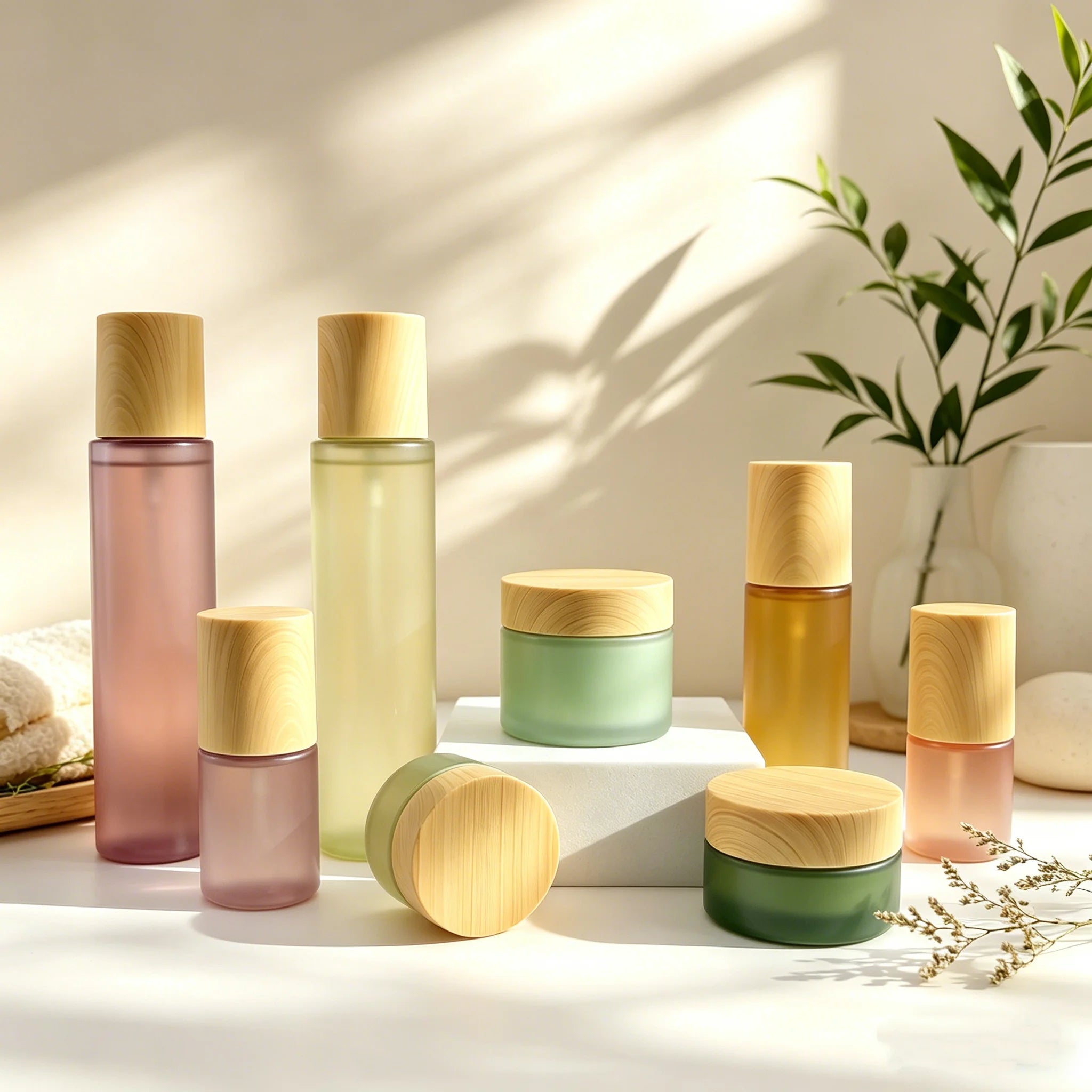 New Design Skincare Containers Luxury Glass Packaging Spray Lotion 1oz 30ml 50ml 60ml 100ml 120ml Glass Jar and Serum Bottle - 图片 4