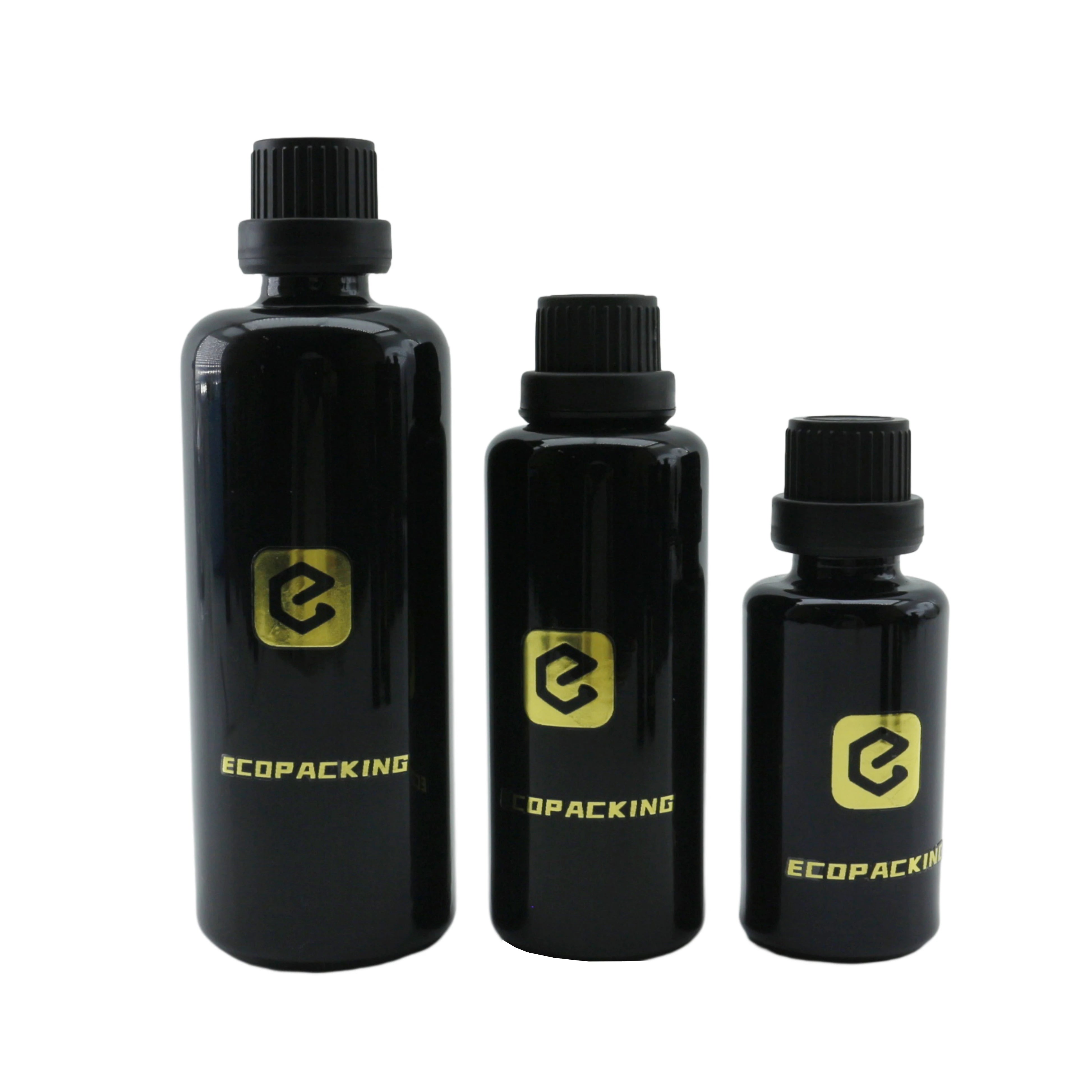 Wholesale Uv Dark Violet Black 5ml 15ml 30ml 50ml 100ml Glass Cosmetic Serum Bottle for Oil - 图片 6