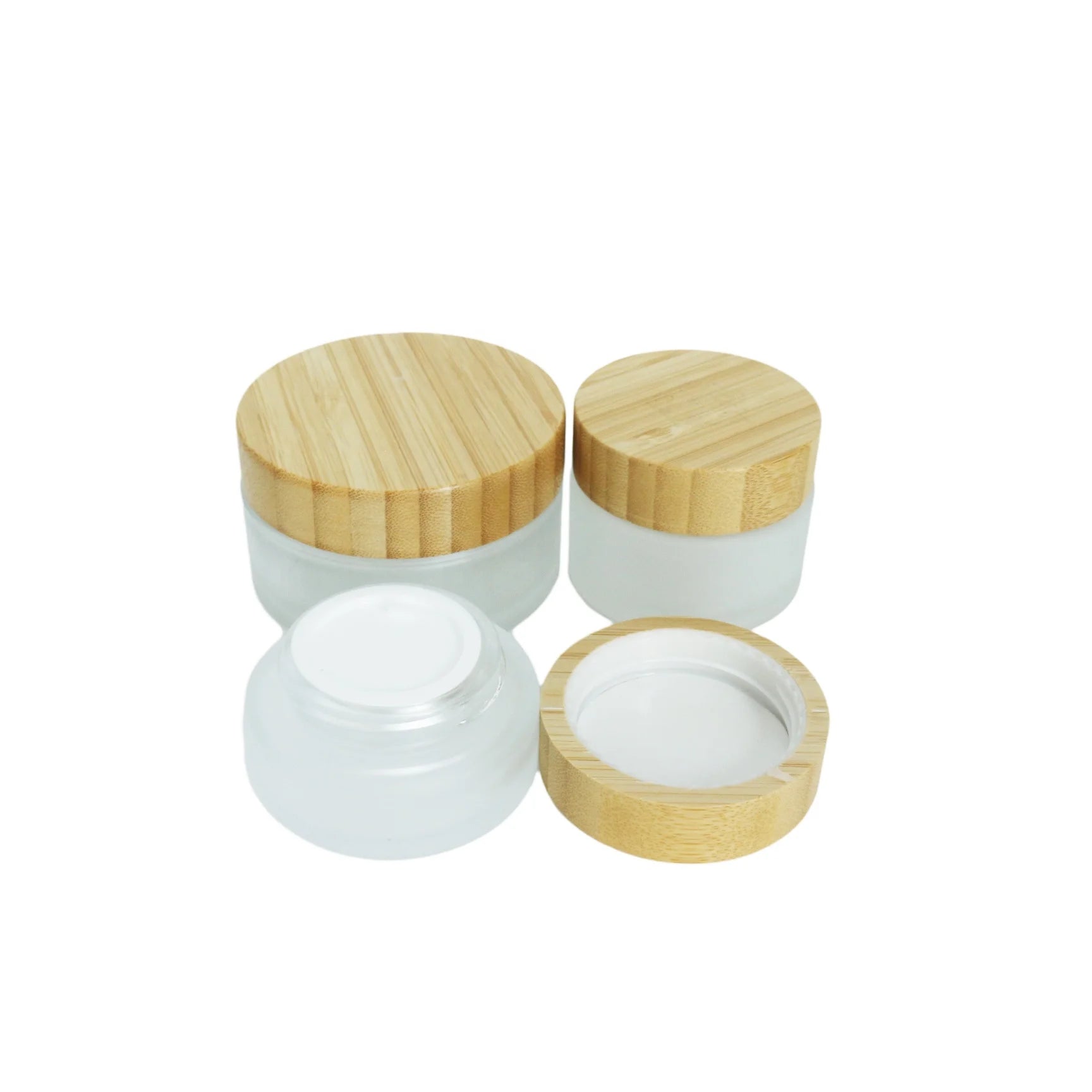 5ml 10ml 15ml 30ml 50ml 100ml 200ml Skin Care Custom Cream Balm Body Butter Cosmetic Glass Jars with Bamboo Wooden Lids - 图片 6