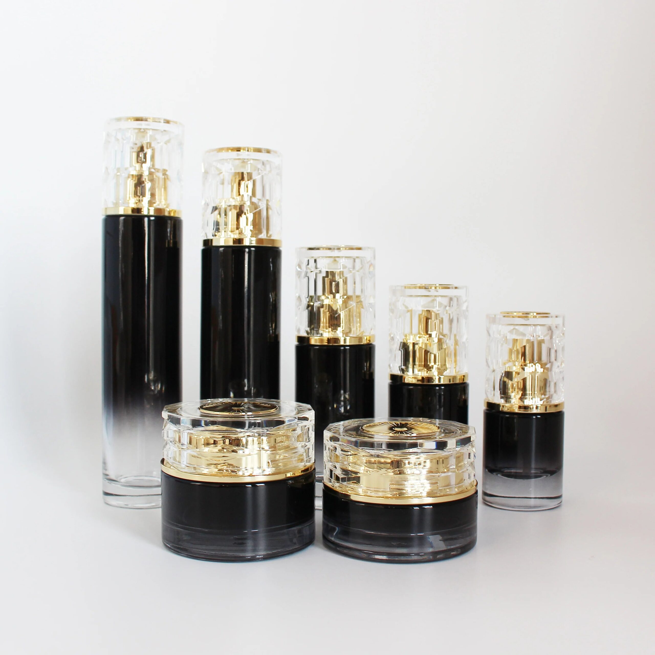 20ml 30ml 50ml 100ml 120ml Luxury Cosmetic Set Custom OEM Essential Oil Lotion Pump Spray Glass Bottle Glass Jar with Gold Cap - 图片 2