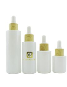 30 ml 15ml 50ml Printed Elegant White Dropper Serum Bottles Stock 50 ml Round Frosted Glass Empty Bottle with Rubber Dropper