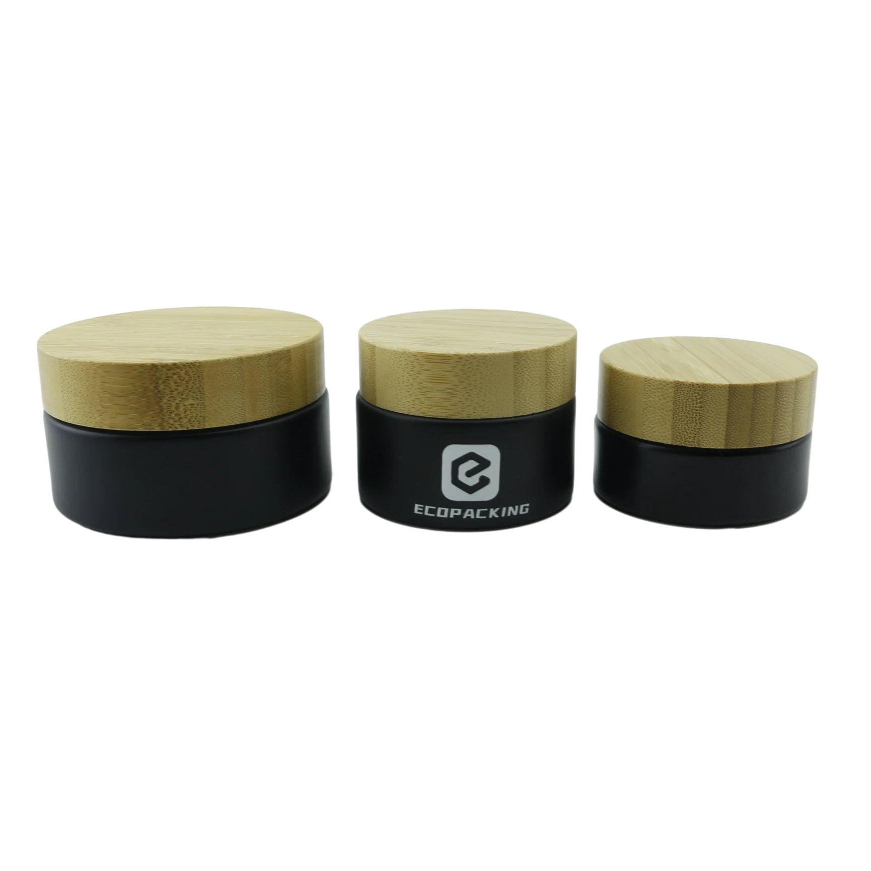 Cosmetic Body Butter Cream 5ml 15ml 30ml 50ml 100ml 200ml Frosted White Black Amber Green Glass Jar with Bamboo Lid for Cream - 图片 4