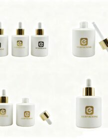 30ml Flat Frosted White Glass Dropper Pump Bottle with Hot Stamping for Eye Drops Essential Oils Cosmetics & Lotions