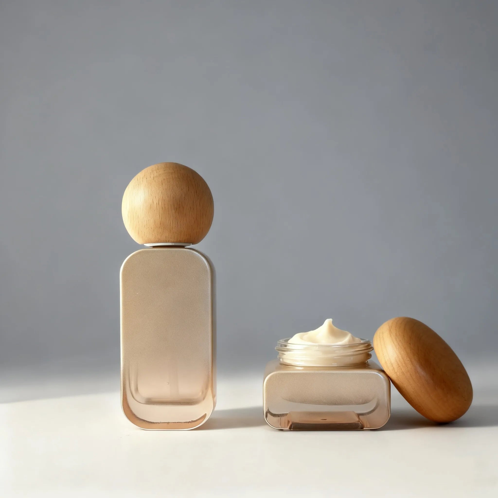 New Design Skin Care Set Packaging 20ml 30ml 50ml 100ml 120ml Glass Lotion Bottles With Pump Cream Glass Jar With Bamboo Lid - 图片 7