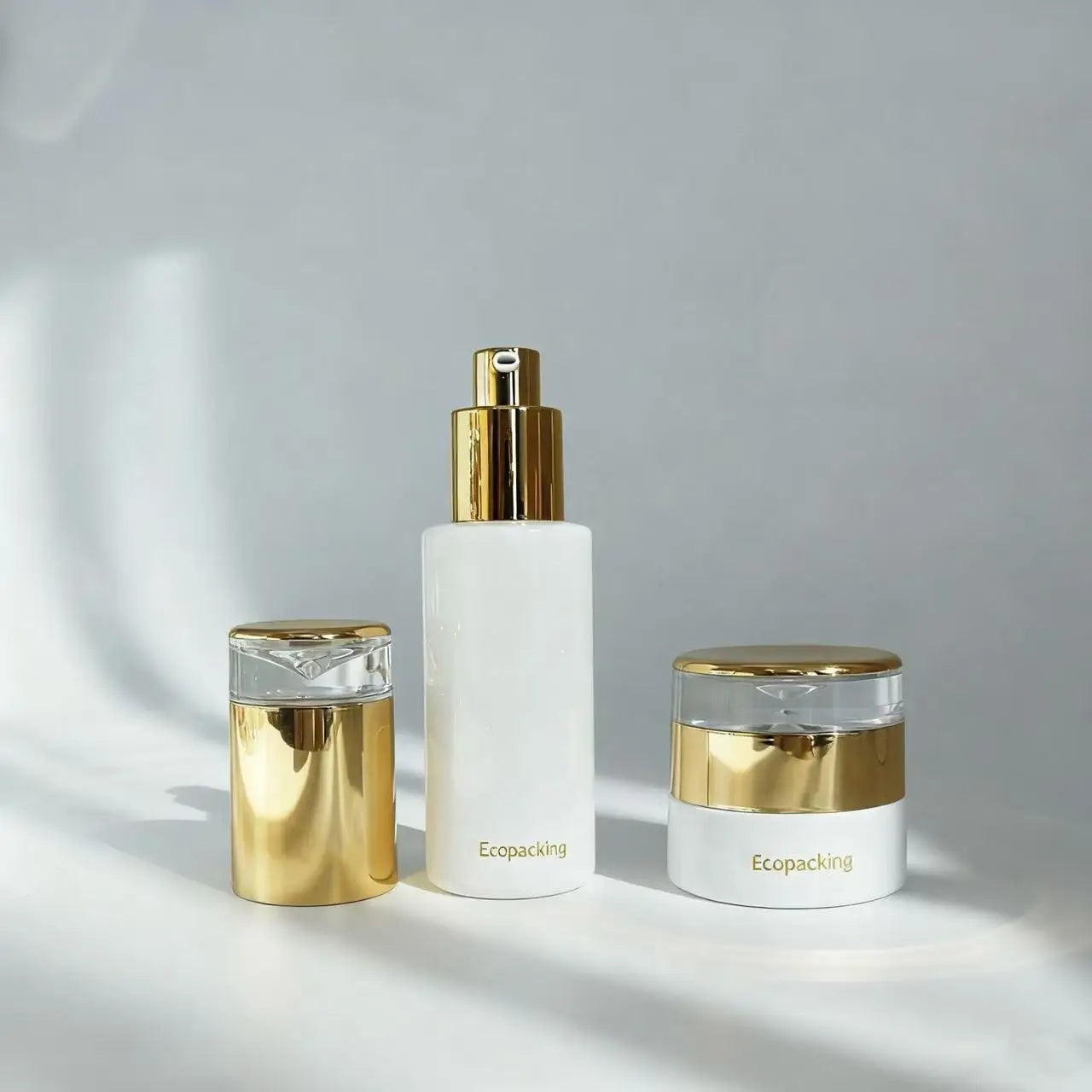 Hot Sale Glass Cosmetic Set 30ml White Dropper Bottle With Gold Lid Empty 15g Face Cream Jar - 图片 4