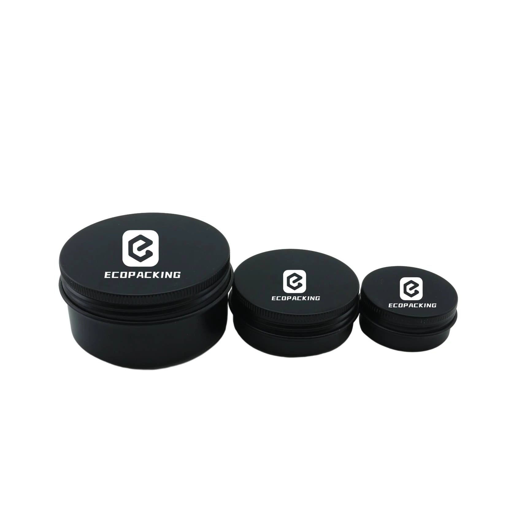 15ml 30ml 50ml 60ml 80ml100ml Matte Black Round Aluminum Cream Jar for Cosmetic - 图片 3