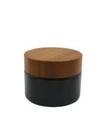 5ml 15ml 30ml 50ml 100 ml Black Glass Jar with Bamboo Lid for Cream Cosmetic