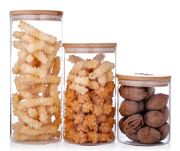 Recycled Mini Small Transparent Clear Borosilicate Empty Round Glass Candle Container Jars with Bamboo Wooden Lid - 图片 2