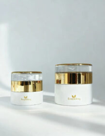 Luxury Glass Face Mask Jars 20g 30g 50g Refillable Sunscreen Cream Jar with Gold Lids for Cosmetics Packaging Set