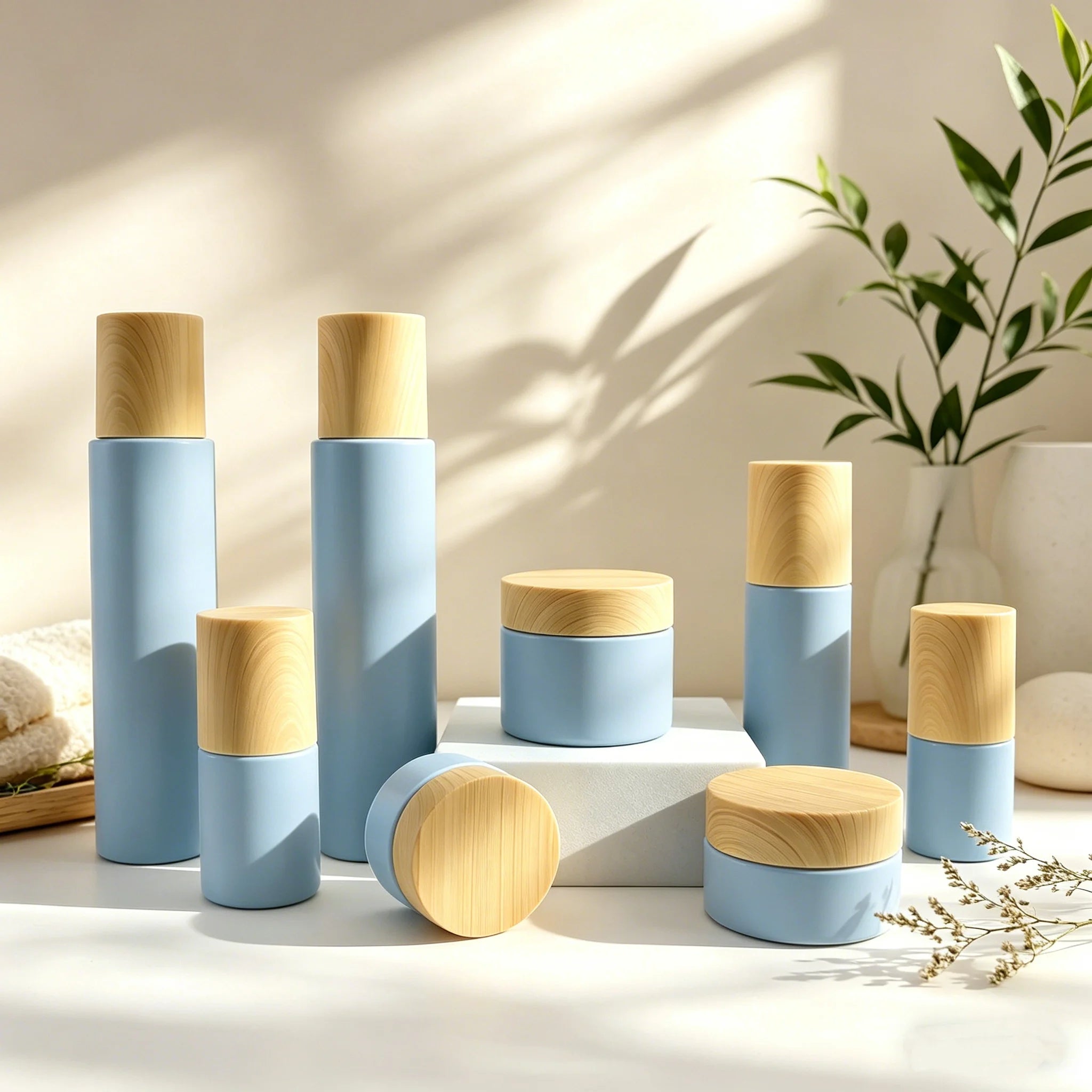 New Design Skincare Containers Luxury Glass Packaging Spray Lotion 1oz 30ml 50ml 60ml 100ml 120ml Glass Jar and Serum Bottle - 图片 3