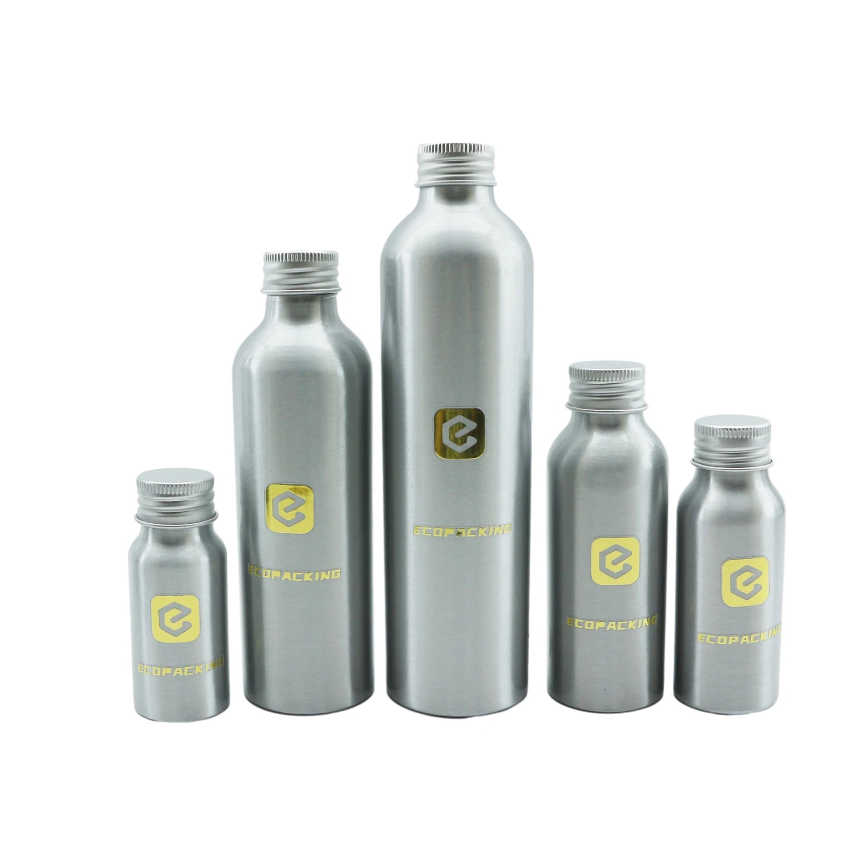Wholesale food grade metal aluminum bottle with aluminum screw lid cosmetic packaging