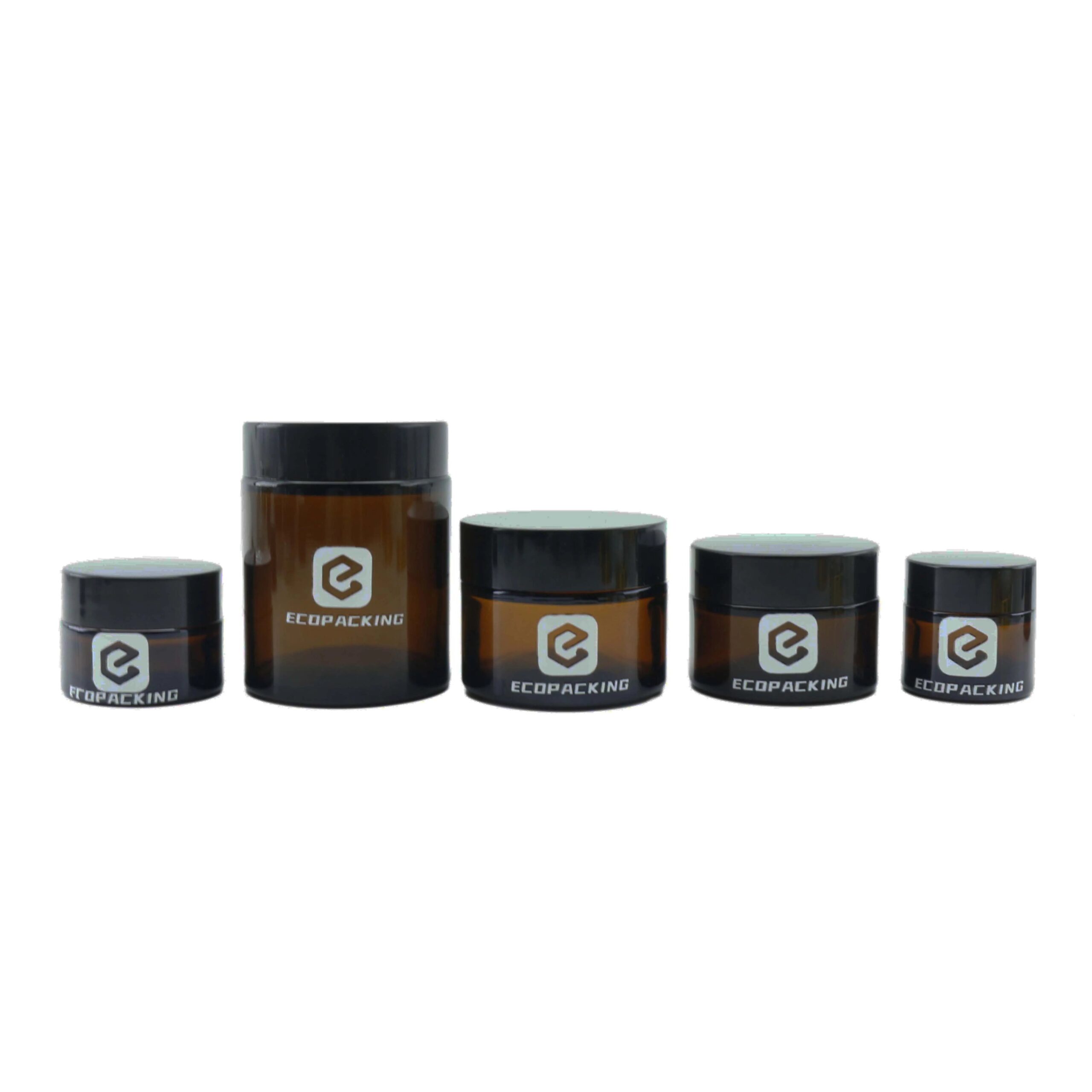 Empty Round Cosmetic Container Refillable Mini Eye Cream Face Cream Amber Glass Jar With Black Lids - 图片 2