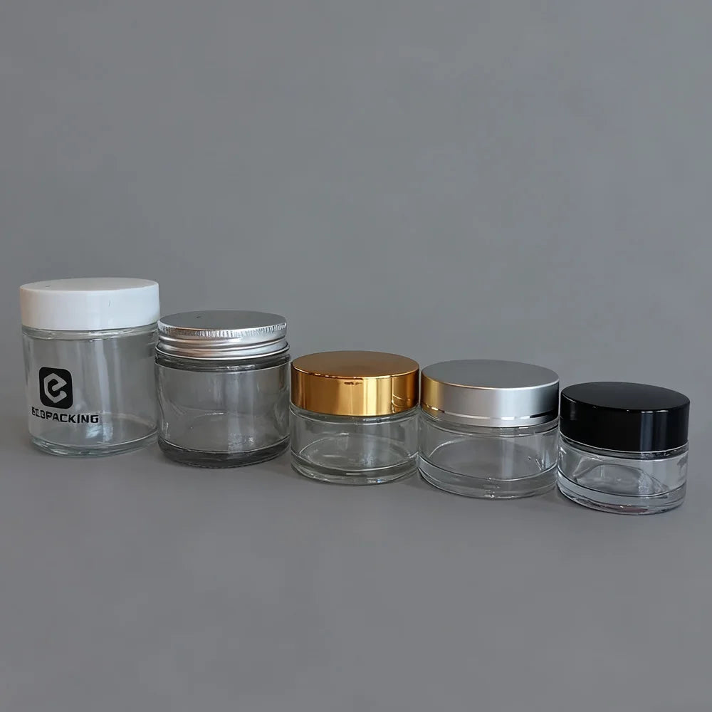 Wide Mouth Clear Cosmetic Glass Jars Transparent Mini 5ml 10ml 15ml 30ml 50ml 100ml Glass Eye Face Cream Jar with Gold Lid - 图片 6