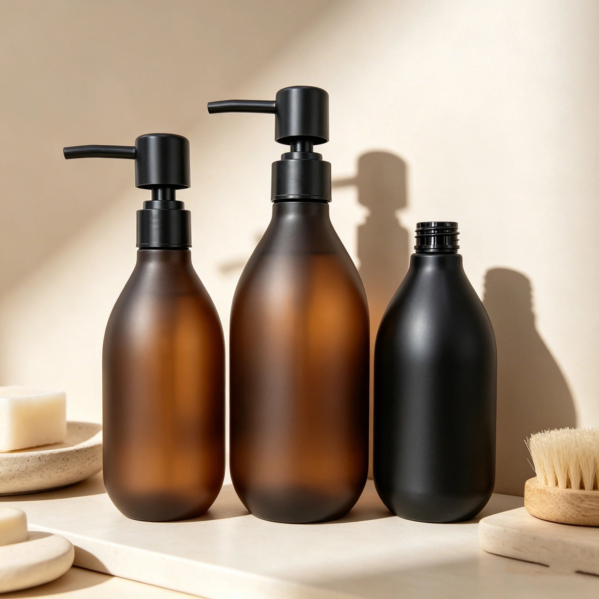 Custom 300ml 500ml PET Vase-Shaped Plastic Pump Bottle with Design for Cosmetic Lotion Packaging Silk Screen Printing