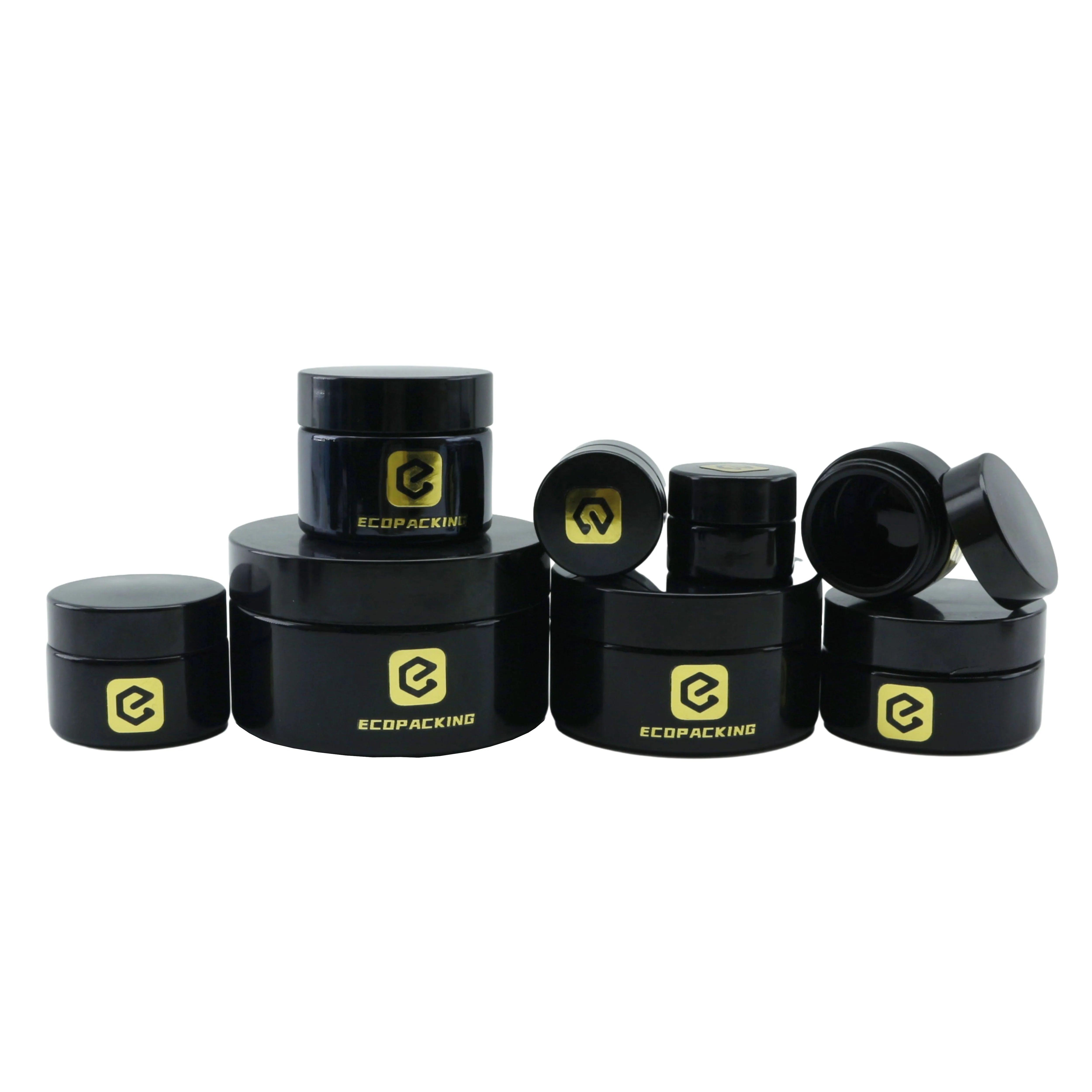 Luxury Black Cream Jars 5ml 15ml 30ml 50ml 100ml 200ml 250ml 500ml 1000ml Uv Cosmetic Glass Container Jar C888 - 图片 5