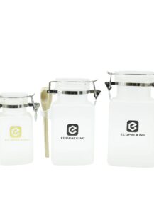 100g 200g 300g Empty Matte Plastic square Bath Salt Bottle Jars with Lids FFF8888