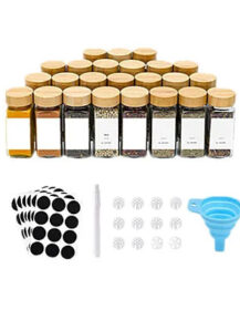 Wholesale 12pcs 4oz Glass Spice Jar Seasoning Jar Set Square Spice Jar with Wooden Lid for Kitchen Food R888