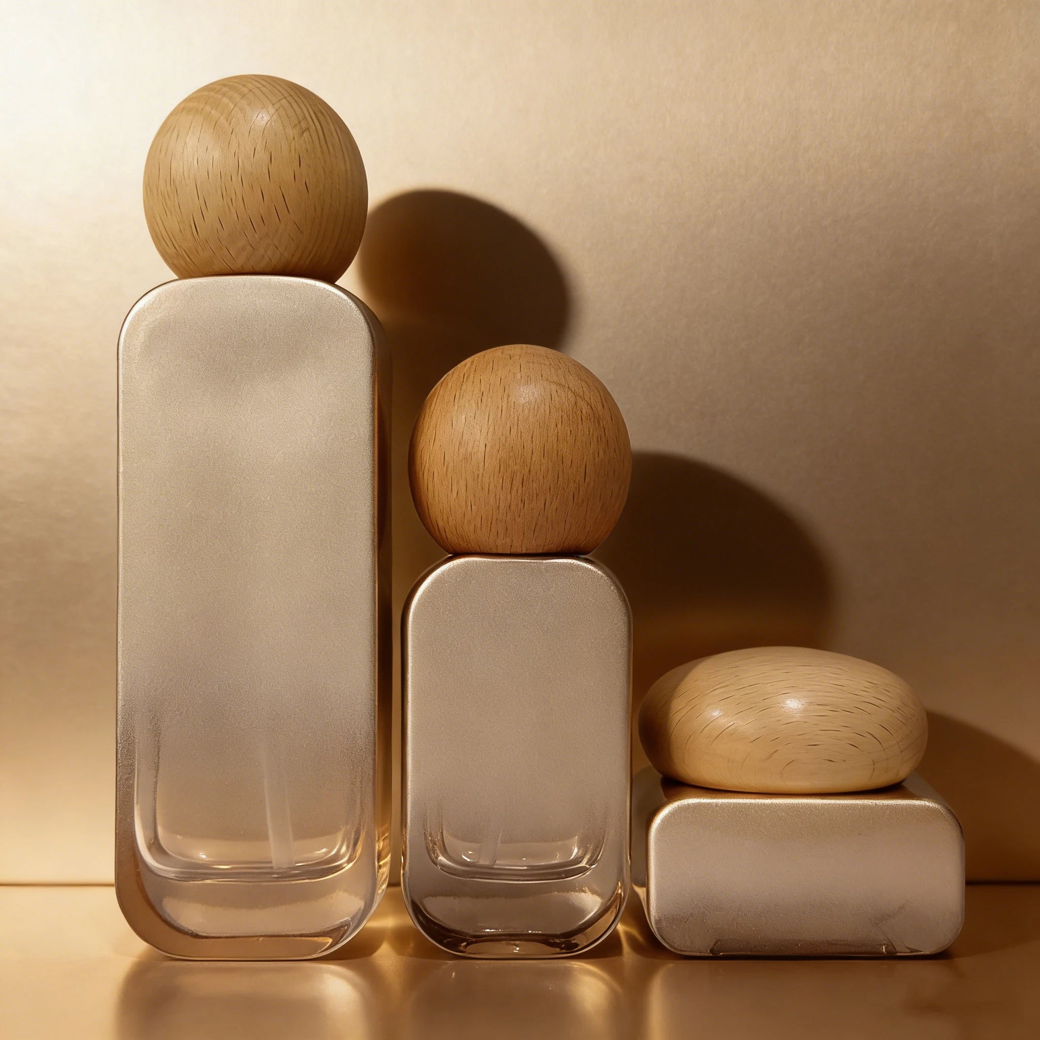 Wholesale Luxury Square Glass Lotion Pump Bottle with Bamboo Lid 100ml Skin Care Serum & Face Cream Jar - 图片 2