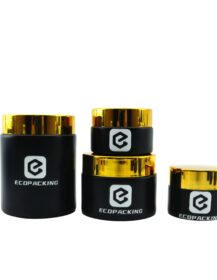 Empty 5g 100g 30g 10g 10ml 1oz Luxury Round Empty Frosted Black Cosmetic Glass Cream Jar with Lid for Cosmetic