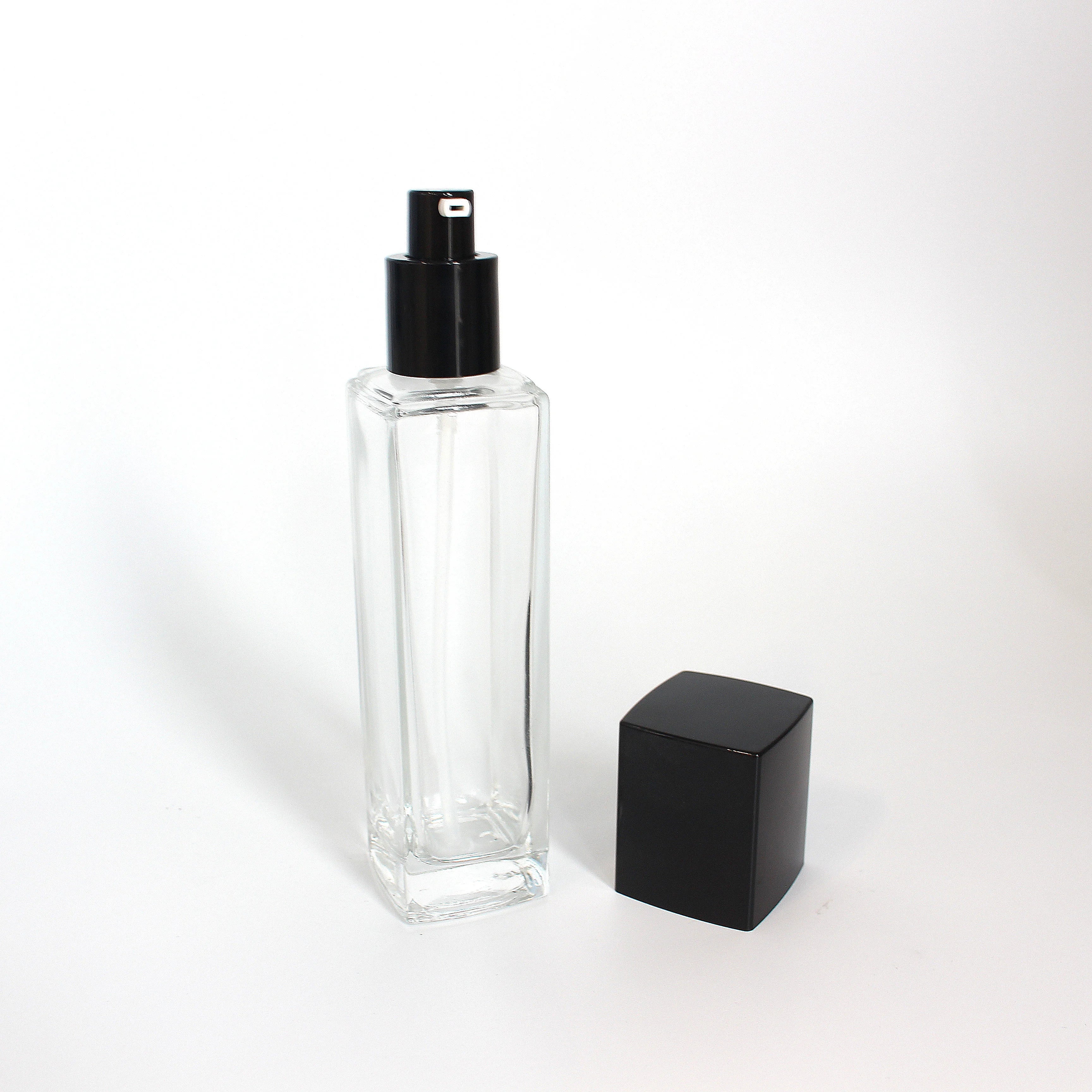 100ml 120ml square Cosmetic Luxury Essential Oil Hair Seum Skin Care Glass Pump Lotion Bottle Custom OEM - 图片 6