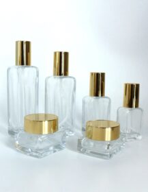 30ml 50ml 100ml 120ml Luxury Empty Lotion Pump Glass Cosmetic Bottle with Gold Cap for Face Cream Serum Hair Oil