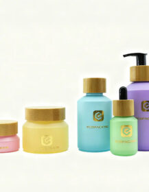 Special 60g 2oz Slanted Shoulder Purple Pink Amber Green Transparent Glass Serum Pump Spray Bottle for Eye Drops & Mascara
