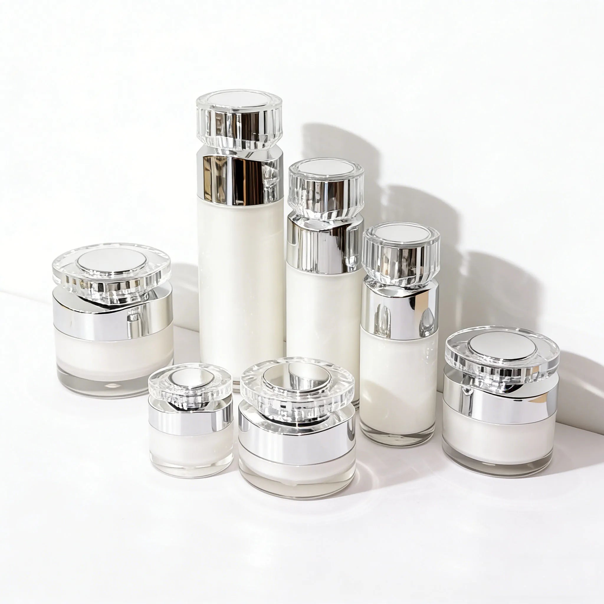 Thick Wall Acrylic Pump Bottle Empty Cream Jar High End Cosmetic Packaging With Custom Paper Boxes Packaging - 图片 2
